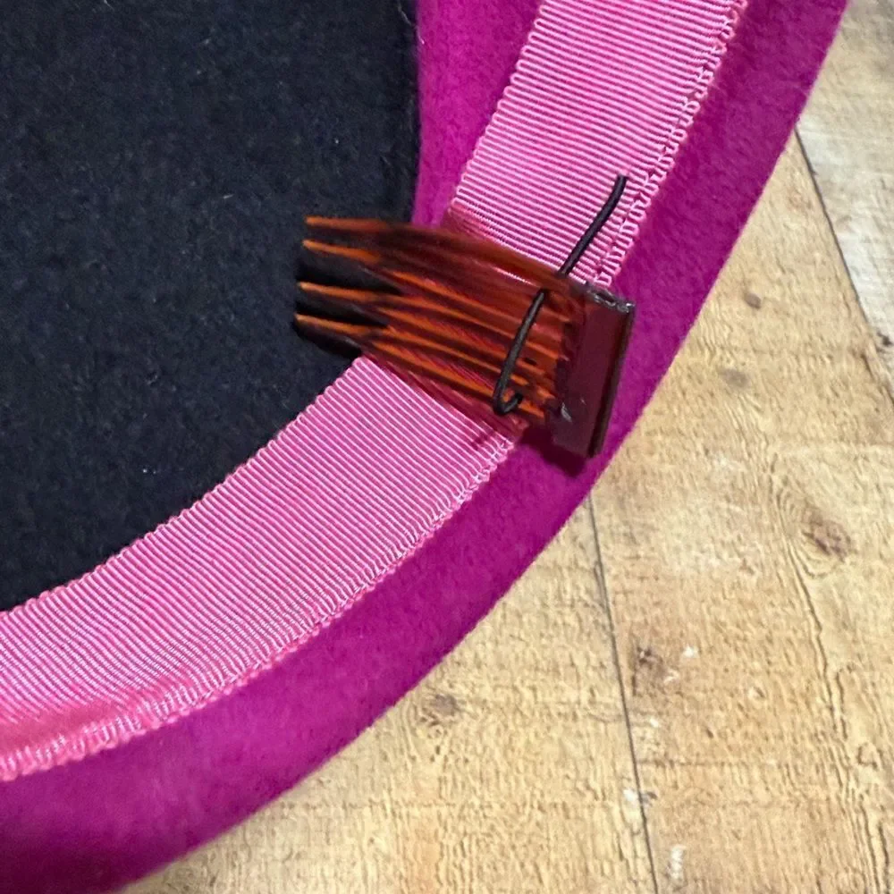 Frank Olive Vintage 100% wool magenta black Ladies Hat Private collection